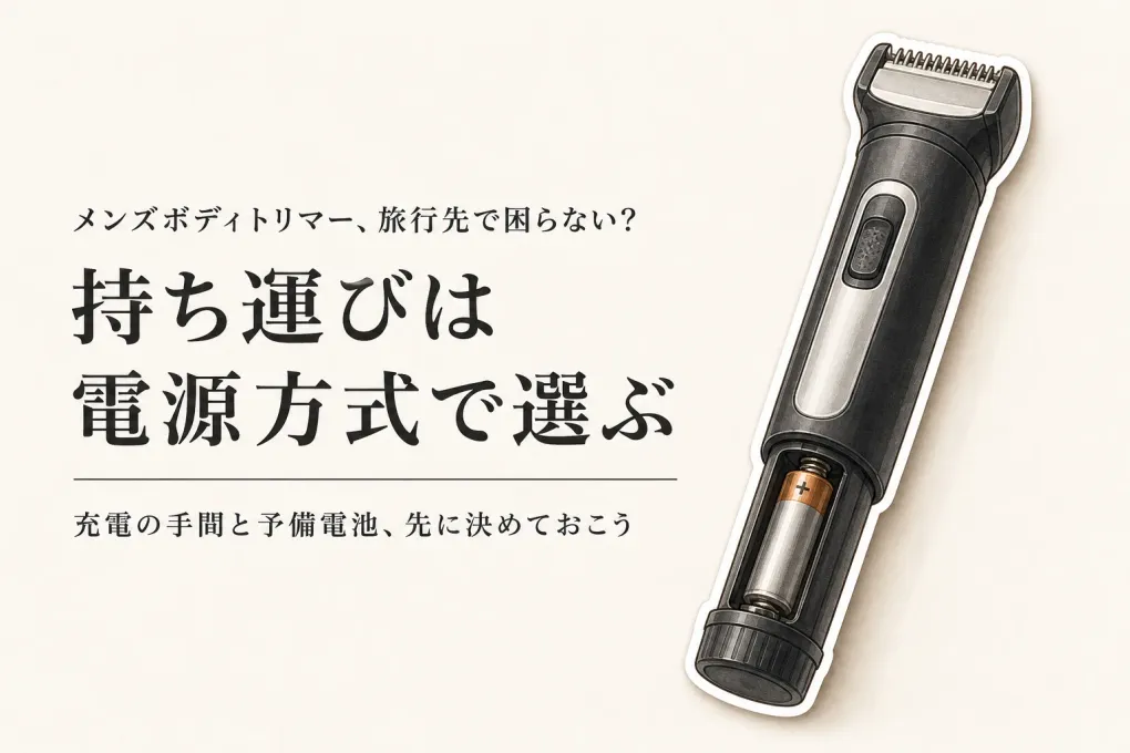 メンズボディトリマーはUSB充電式と乾電池式どっち？楽天レビュー数の多い候補を持ち運びで比較
